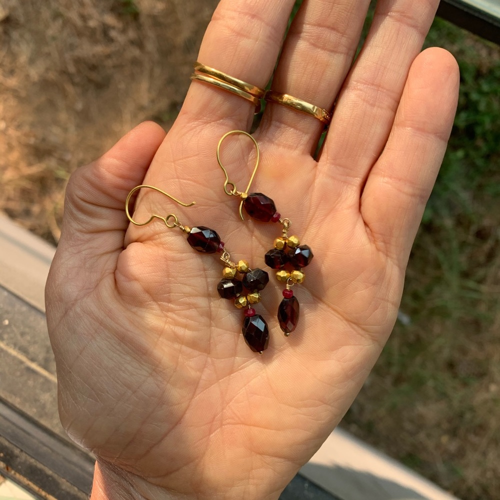 Garnet Chandelier Earrings - Picture 3 of 4